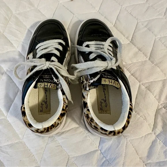 Girls Vintage Havana Black and Leopard Kids Sneakers - Picture 10 of 16